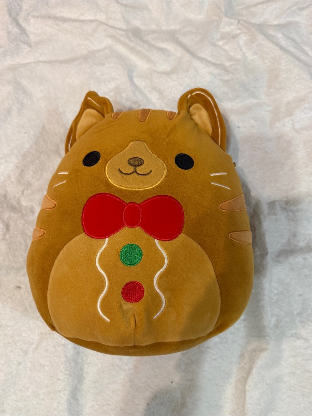 Squishmallows Gingerbread Cat Plush - Brown with Red & Green Accents